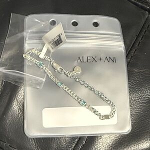 Alex and Ani Silver Curb Chain Bracelet with March Birthstone